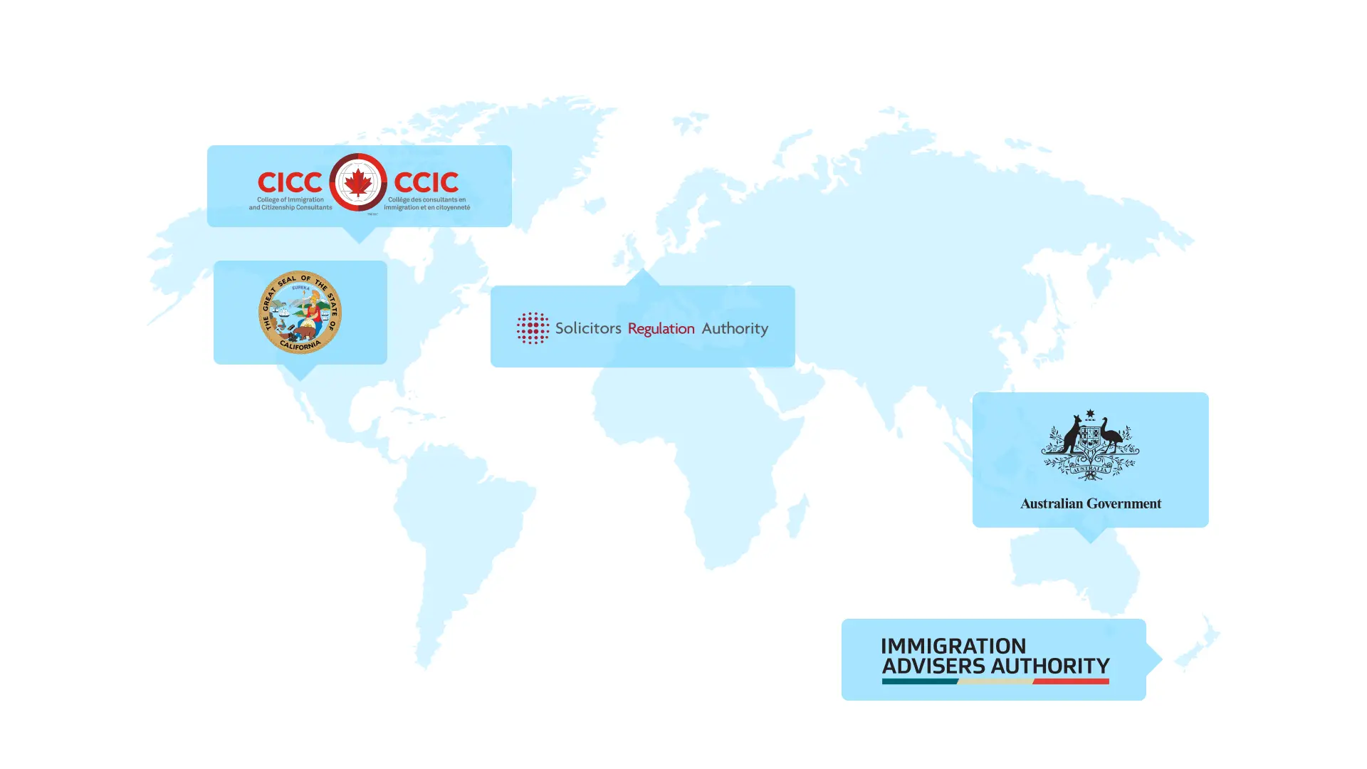 Map of the government authorizations of ImmiAssist